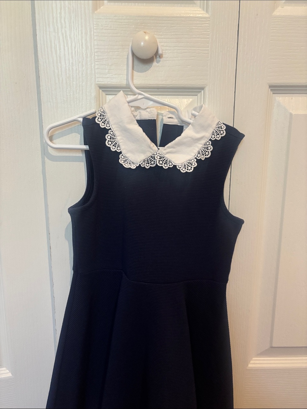 Janie and Jack Navy Dress with White Lace Collar - Picture 2 of 4